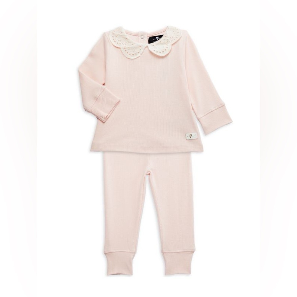 7 For All Mankind Baby Girl's 2-Piece Ribbed Top & Joggers Set